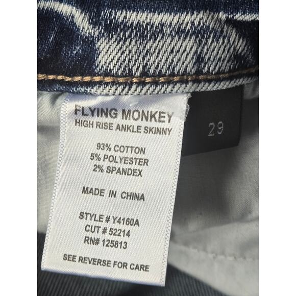 Flying Monkey High Rise Skinny Ankle Destroyed Blue Jeans Women's Size 29 - Picture 6 of 6